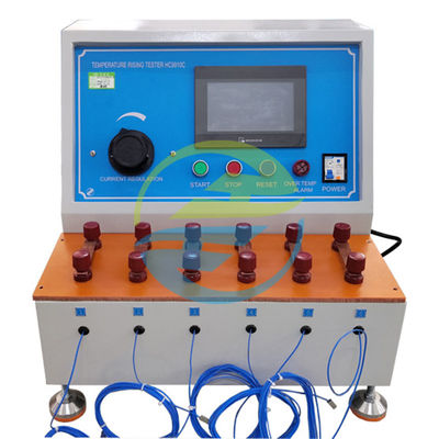 El comprobador de aumento de temperatura de 6 estaciones cumple con la norma IEC 60898-1 Voltado de ensayo estándar < 12 V